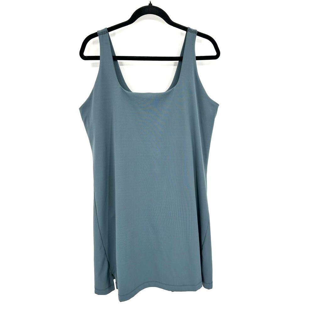OLD NAVY Active PowerSoft Slate Blue Swing Dress Built-In Shorts Pockets Size XL